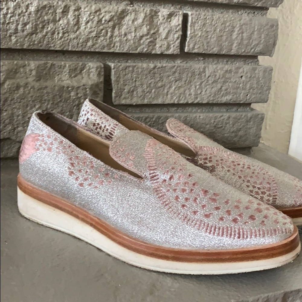 Free people silver shine loafers